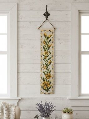 Handmade Yellow Floral Wall Hanging Tapestry